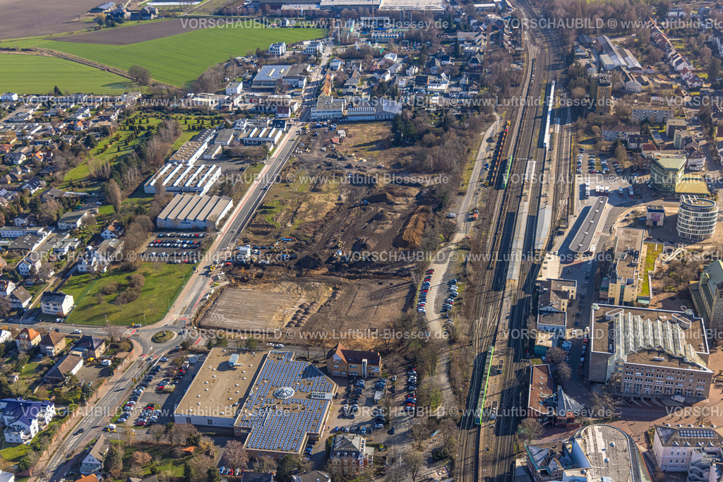 Unna230213129 | Luftbild, Bahnhof Unna mit Baustelle Viktoriastraße, Rathaus, Unna, Ruhrgebiet, Nordrhein-Westfalen, Deutschland