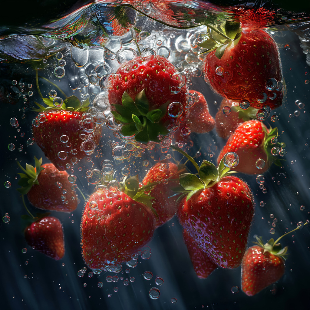2407007 - Erdbeer Splash | Erdbeeren im Wasser im Stil einer Fotografie. Für Preise, Größen- und Materialauswahl klicken Sie bitte auf "Bestellen.