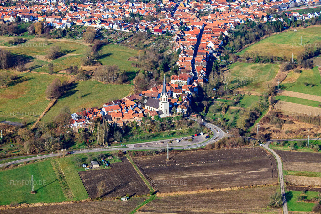 Luftbild: Hinterstädtel von Süden in Jockgrim im Bundesland Rheinland-Pfalz in Deutschland. Foto: IMG_23307.jpg vom 02.12.2009 durch Werner Riehm/FLY-FOTO.de