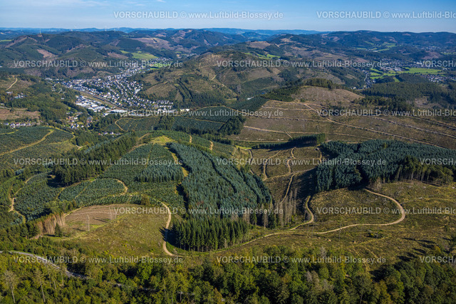 Lennestadt230910196HoheBracht | Luftbild, Hohe Bracht Waldgebiet mit Waldschäden, Hofolpe, Kirchhundem, Sauerland, Nordrhein-Westfalen, Deutschland