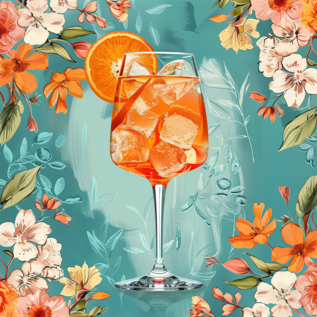2407021 - Summer Cocktail | Ein klassischer Aperol Spritz im Stil einer Vintage Illustration. Für Preise, Größen- und Materialauswahl klicken Sie bitte auf "Bestellen.