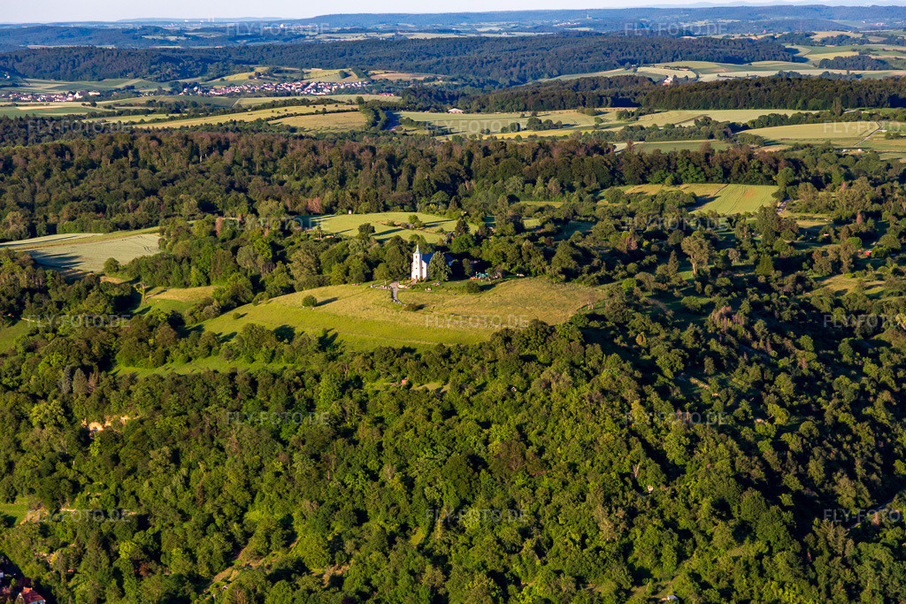Luftbild: Michaelskapelle im Ortsteil Untergrombach in Bruchsal im Bundesland Baden-Württemberg in Deutschland. Foto: IMG_115247.jpg vom 13.06.2019 durch Werner Riehm/FLY-FOTO.de