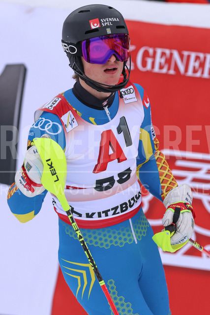 Audi FIS Ski World Cup: Men’s Slalom – Hahnenkamm Race, Kitzbuehel | Kitzbuehel, Austria, 25.Jan.26 - Alpine Skiing - FIS World Cup, Hahnenkamm Race, Slalom, men. The image shows WISSTING Gustav (SWE, Fischer).