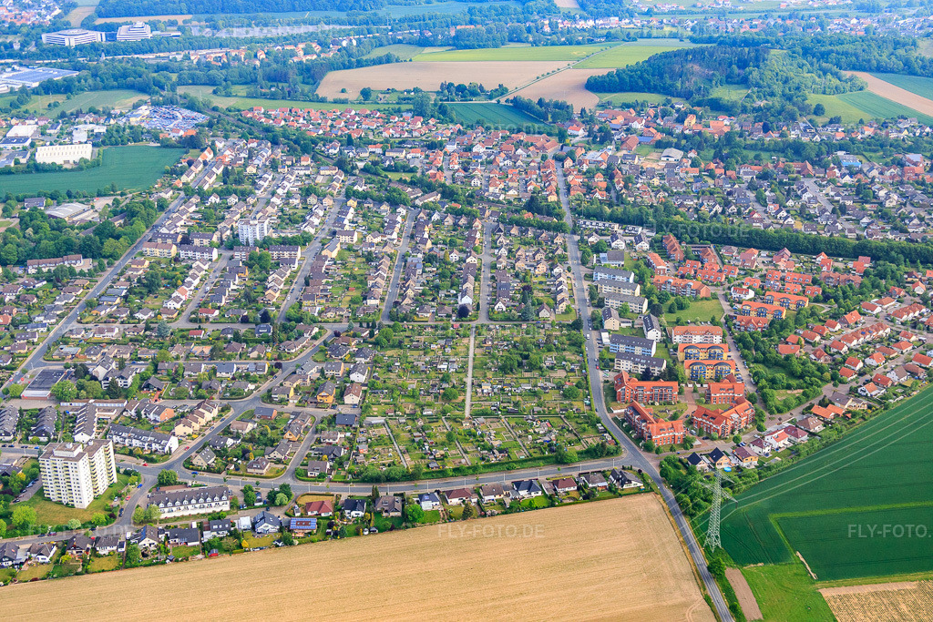 Luftbild: KGV Afferde e.V im Ortsteil Afferde in Hameln im Bundesland Niedersachsen in Deutschland. Foto: IMG_079409.jpg vom 24.05.2015 durch Werner Riehm/FLY-FOTO.de