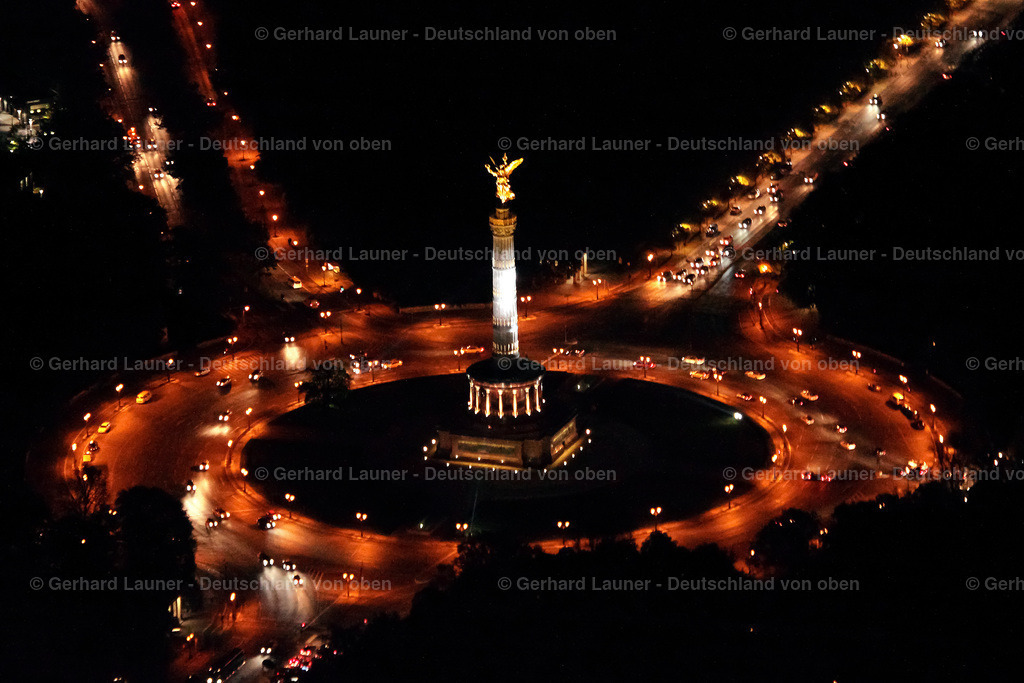 9000203 | Kreisverkehr Berliner Siegessäule bei Nacht