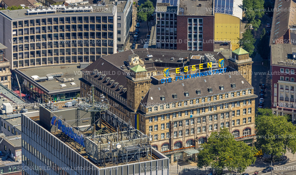 Essen230703045 | Luftbild, Select Hotel Handelshof Essen, Postbank Dach mit Antenne, Stadtkern, Essen, Ruhrgebiet, Nordrhein-Westfalen, Deutschland