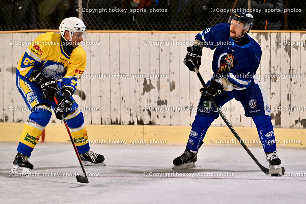 ELV Zauchen vs. EC Tigers Paternion  | #85 Pinter Hannes ELV Zauchen, #19 Kampitsch Lukas EC Tigers Paternion, ELV Zauchen vs. EC Tigers Paternion , ELV Zauchen vs. EC Tigers Paternion  am 02.01.2025 in Eisoval Zauchen (Stadthalle Villach), Austria, (Photo by Bernd Stefan)