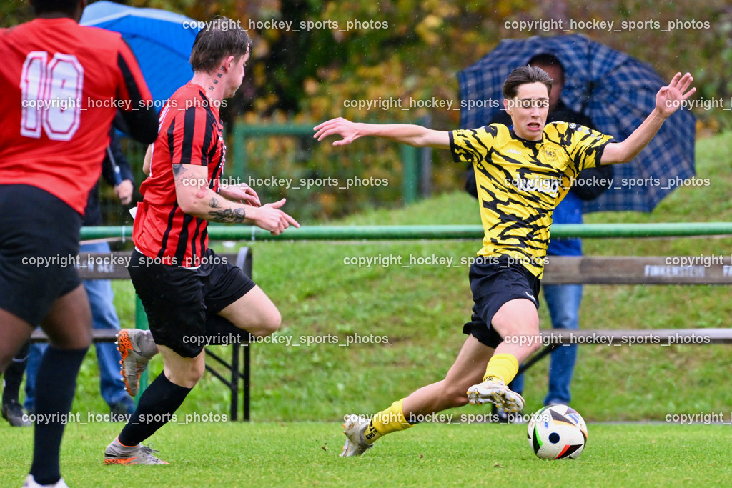 FC Faakersee vs. FC-WR Nussdorf Debant | #14 Dino Zenkovic FCWR Nussdorf Debant, #12 Moritz Nico Prugger FC Faakersee, FC Faakersee vs. FC-WR Nussdorf Debant, FC Faakersee vs. FC-WR Nussdorf Debant am 28.09.2024 in Finkenstein (Sportplatz Faakersee), Austria, (Photo by Bernd Stefan)