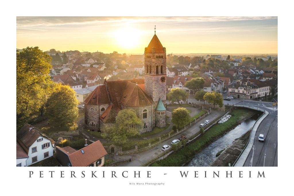 Peterskirche - Weinheim | The Weinheim St. Peter's Church was built in Art Nouveau style and belongs to the Protestant community. It was built at the beginning of the 20th century. With the course of the river Weschnitz nearby, it forms a particularly beautiful motif of the city. - Realisiert mit Pictrs.com