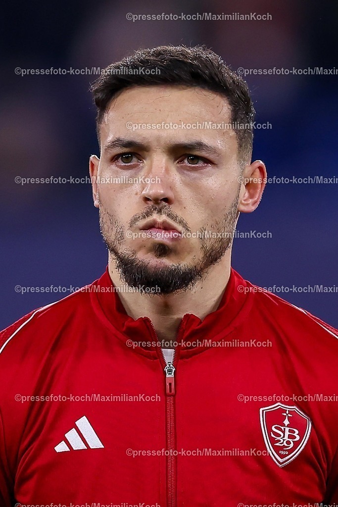 UCL22012502053 | 22.01.2025, Fußball, UEFA Champions League, Schachtar Donezk - Stade Brestois 29, Arena AufSchalke Gelsenkirchen, 7. Spieltag Saison 2024 2025: Mathias Pereira Lage (Stade Brest #26)