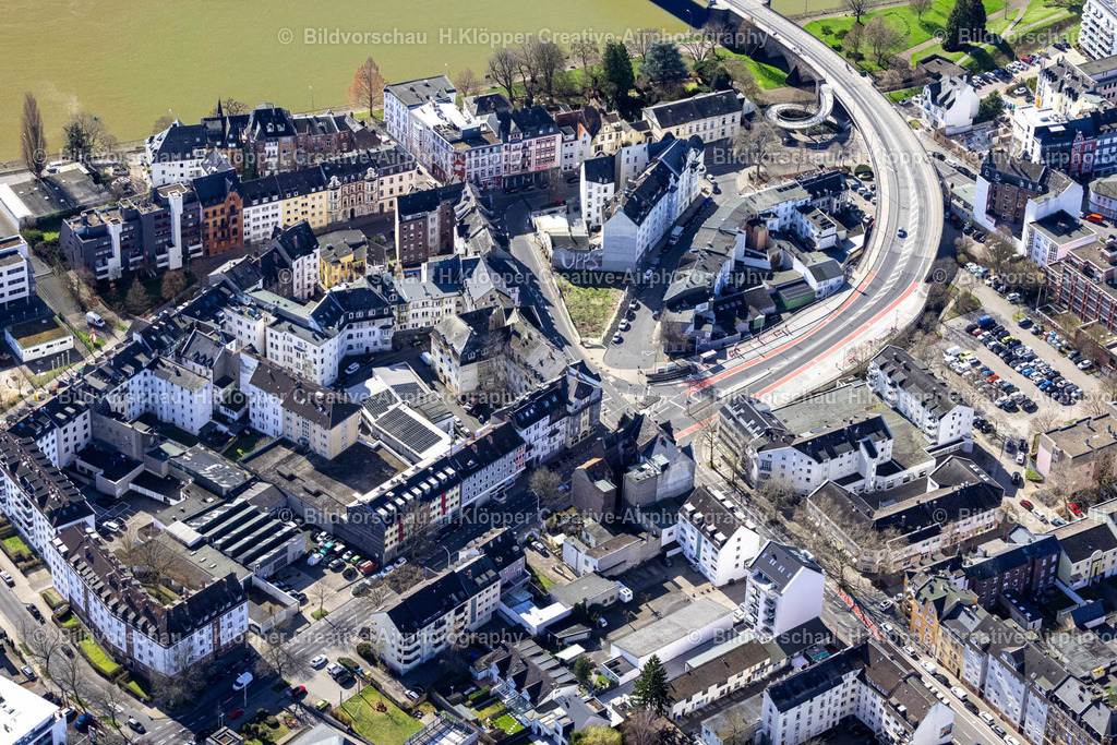 Luftbilder Koblenz-0050 | Luftbildfotografie Stadtansicht am Ufer des Flußverlaufes an der Balduinbrücke, Andernacher Straße, Brenderweg in Koblenz im Bundesland Rheinland-Pfalz, Deutschland - Realisiert mit Pictrs.com