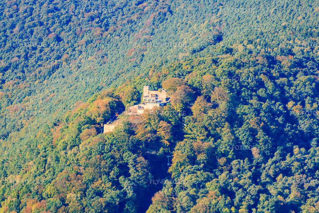 Ruine und Mauerreste der ehemaligen Burganlage und Feste Rietburg | Luftbild: Ruine und Mauerreste der ehemaligen Burganlage und Feste Rietburg in Rhodt unter Rietburg im Bundesland Rheinland-Pfalz in Deutschland. Foto: IMG_22163.jpg vom 15.10.2009 durch Werner Riehm/FLY-FOTO.de - Realisiert mit Pictrs.com