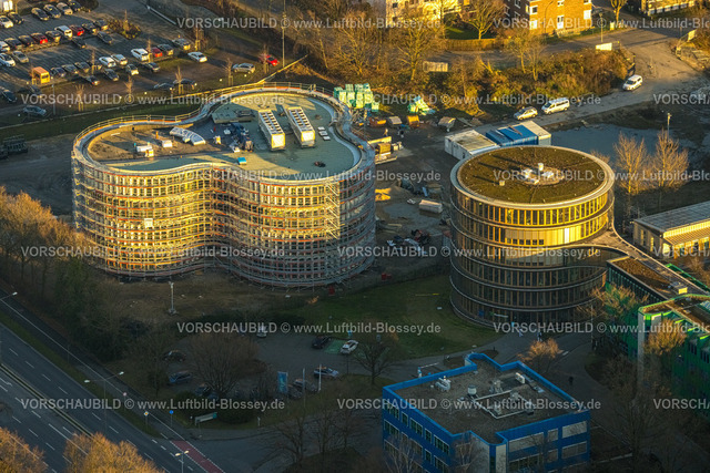 Gelsenkirchen230202332 | Luftbild, Gelsenwasser AG, Baustelle mit Erweiterung Rundbau-Zentrale, Erle, Gelsenkirchen, Ruhrgebiet, Nordrhein-Westfalen, Deutschland