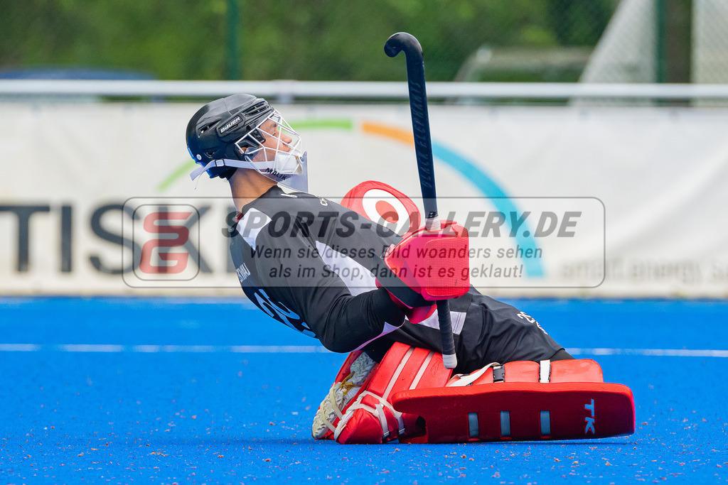 HK_20230507_108054 | 1. Bundesliaga Herren Creefelder HTC - Harvestehuder THC  am 7.5.2023 Crefelder HTC ( CHTC ), Krefeld  , Joshua Onyekwue Nnaji Torwart ( Crefelder HTC #29 )