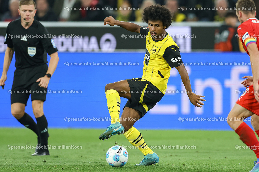 BVB13092402208 | 13.09.2024, 1. Fußball Bundesliga, Borussia Dortmund - 1. FC Heidenheim 1846, Signal Iduna Park, Saison 2024 2025: Karim Adeyemi (BVB #27)DFB regulations prohibit any use of photographs as image sequences and or quasi-video.