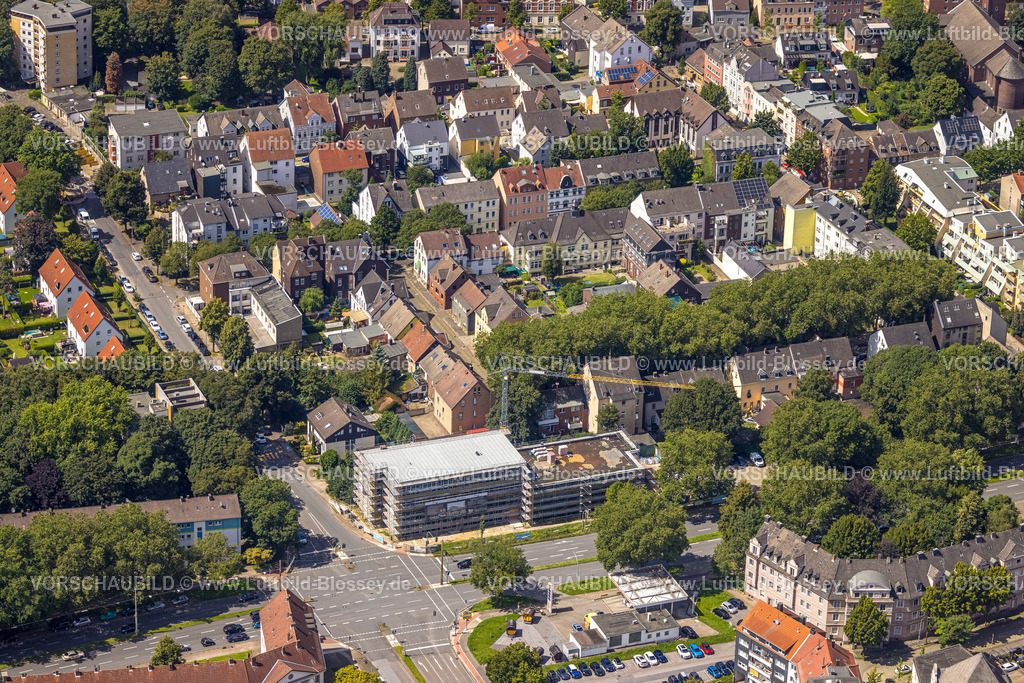 Herne230802595 | Luftbild, Baustelle und Neubau am Westring Ecke Behrensstraße, Herne-Mitte, Herne, Ruhrgebiet, Nordrhein-Westfalen, Deutschland