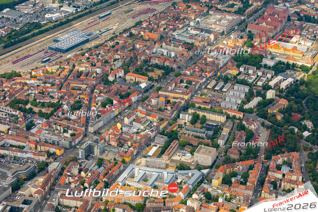aktuelles Luftbild von  Weststadt-gostenhof - Luftaufnahme wurde 2019 von https://frankenair.de mittels Flugzeug (keine Drohne) erstellt.