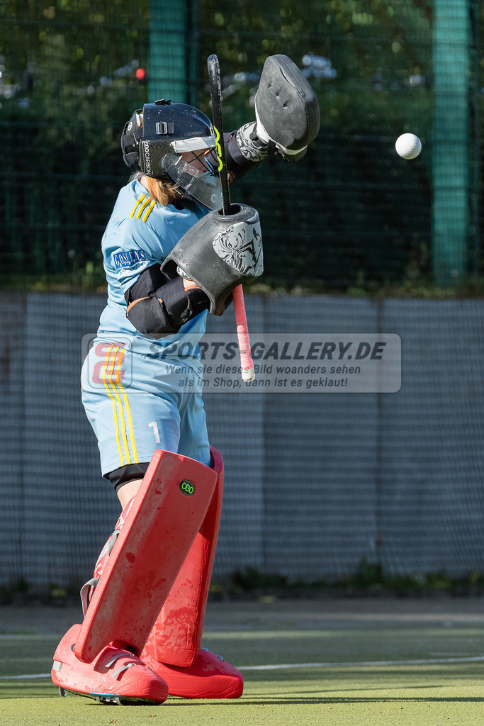HK_20231007_105019 | 1.Bundesliga Damen Düsseldorfer HC - Großflottbeker THGC am 7.10.2023 DHC, Düsseldorf , Femke Jovy ( Torfrau Düsseldorfer HC #1 )