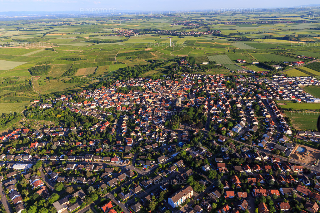 Luftbild: Ortsansicht aus Norden in Zornheim im Bundesland Rheinland-Pfalz in Deutschland. Foto: IMG_107634.jpg vom 03.06.2018 durch Werner Riehm/FLY-FOTO.de