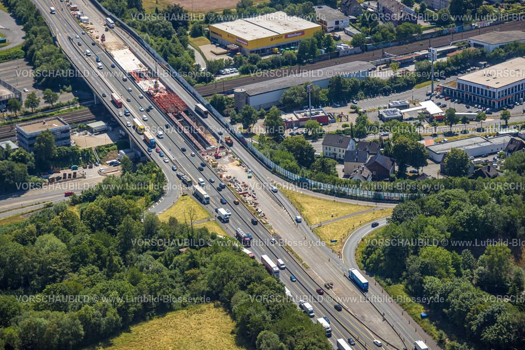Schwelm230708790 | Luftbild, Baustelle Autobahn A1, Anschlussstelle Wuppertal-Langerfeld, Loh, Schwelm, Ruhrgebiet, Nordrhein-Westfalen, Deutschland