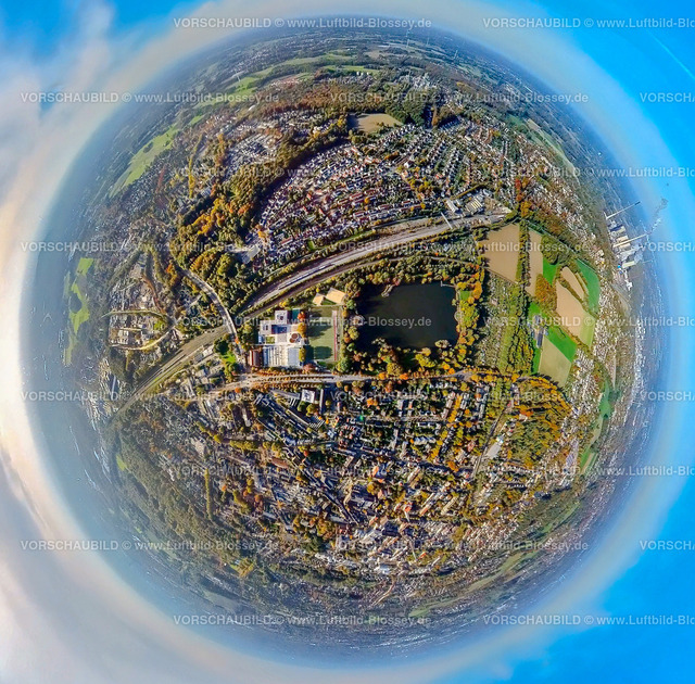 Gladbeck20221006_1HeisenbergGymnasium | Luftbild, Heisenberg Gymnasium, Nordpark mit Nordpark Teich, Fisheye Aufnahme, Fischaugen Aufnahme, 360 Grad Aufnahme, Gladbeck, Fisheyeaufnahme, Ruhrgebiet, Nordrhein-Westfalen, Deutschland