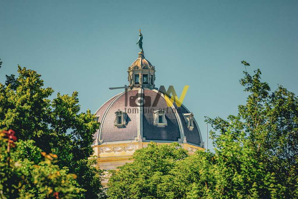 Kuppel des Naturhistorischen Museum zwischen Bäumen-Wien | Wunderschön zeigt sich die Kuppel des Museum zwischen den Bäumen hindurch. - Realisiert mit Pictrs.com