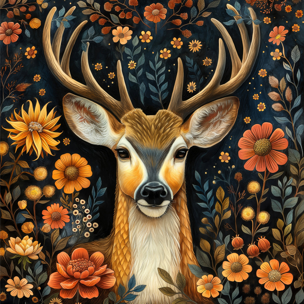 2412035 - Dekorativer Hirsch | Hirschmotiv im Stil einer Illustration