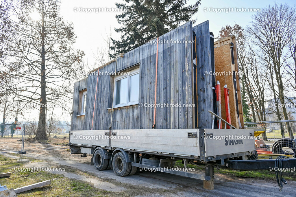 Baustelle Containerdorf Asylanten_ Lunzerstrasse Linz Kleinmünchen_ 04.03.2023-14 | 04.03.2023, Linz, AUT, Lunzerstrasse Kleinmuenchen, im Bild Baustelle Containerdorf Asylanten, Lunzerstrasse Linz Kleinmuenchen, Drohne