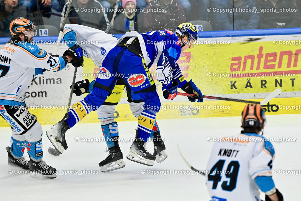 EC IDM Wärmepumpen VSV vs. STEINBACH BLACK WINGS LINZ  | #3 Moro Gregory Lee BLACK WINGS LINZ, #19 WIELTSCHNIG PAOLO EC VSV, EC IDM Wärmepumpen VSV vs. STEINBACH BLACK WINGS LINZ , EC IDM Wärmepumpen VSV vs. STEINBACH BLACK WINGS LINZ  am 28.01.2025 in Villach (Stadthalle Villach), Austria, (Photo by Bernd Stefan)