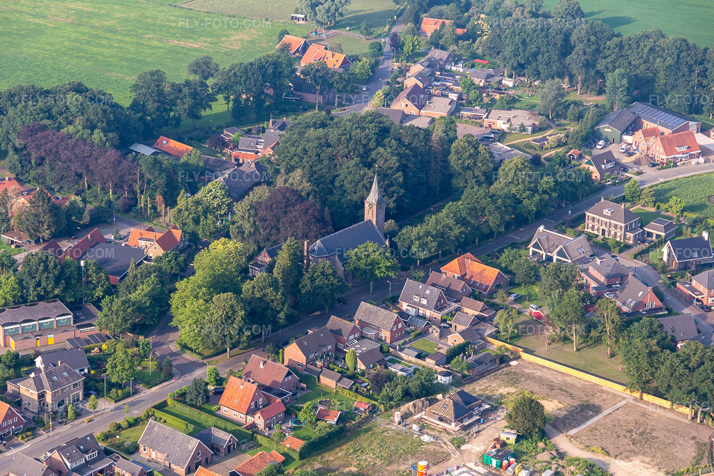 Aerial view: Johannes de Doperkerk in Winterswijk Meddo in the state Gelderland, Netherlands.Photo: IMG_008236.jpg taken on 07/18/2020 by Werner Riehm/FLY-FOTO.comResolution of the original: 5472 x 3648 px