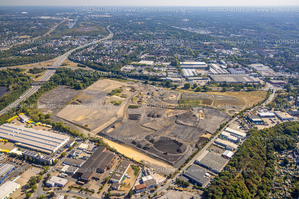 Essen220806809 | Luftbild, Neues Gewerbegebiet Freiheit Emscher, Gladbecker Straße und Daniel-Eckhardt-Straße, Gewerbepark Hafenstraße, Gewerbegebiet Teilungsweg, Vogelheim, Essen, Ruhrgebiet, Nordrhein-Westfalen, Deutschland