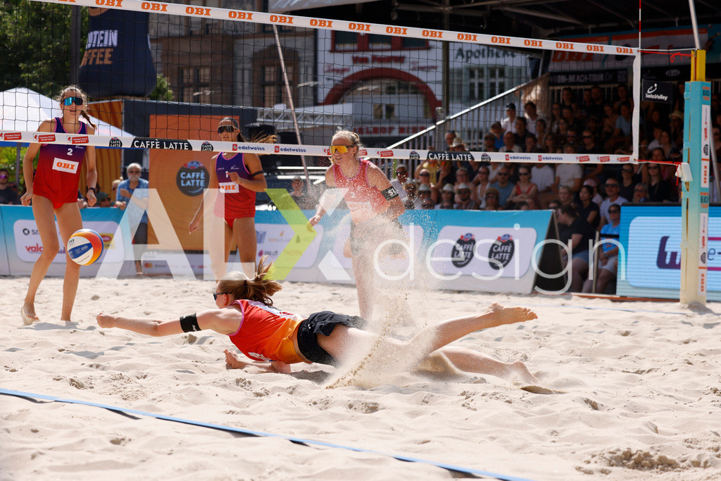 Obi BeachTour 2026 - Basel | BASEL, SWITZERLAND - JULY 19: MURIEL BOSSART (SUI) during the Obi BeachTour 2026 match between BOSSART / ABBÜHL (SUI) and FLÜCKIGER / DEMIERRE (SUI) at Barfüsserplatz on July 19, 2026 in Basel, Switzerland. - Realisiert mit Pictrs.com