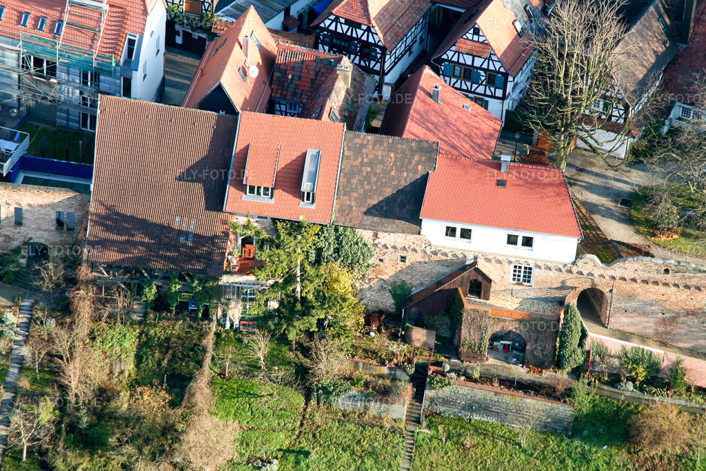 Luftbild: Hinterstädl, Ludwigstraße Stadtmauer in Jockgrim im Bundesland Rheinland-Pfalz in Deutschland. Foto: IMG_0363.jpg vom 10.12.2005 durch Werner Riehm/FLY-FOTO.de