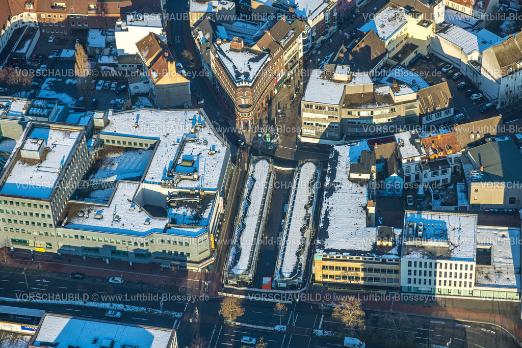 Hamm260105538 | Luftbild, Baustelle und Neubau am Westentor neben der City-Galerie, Bundesstraße B63 Westring, Winterlandschaft, Mitte, Hamm, Ruhrgebiet, Nordrhein-Westfalen, Deutschland