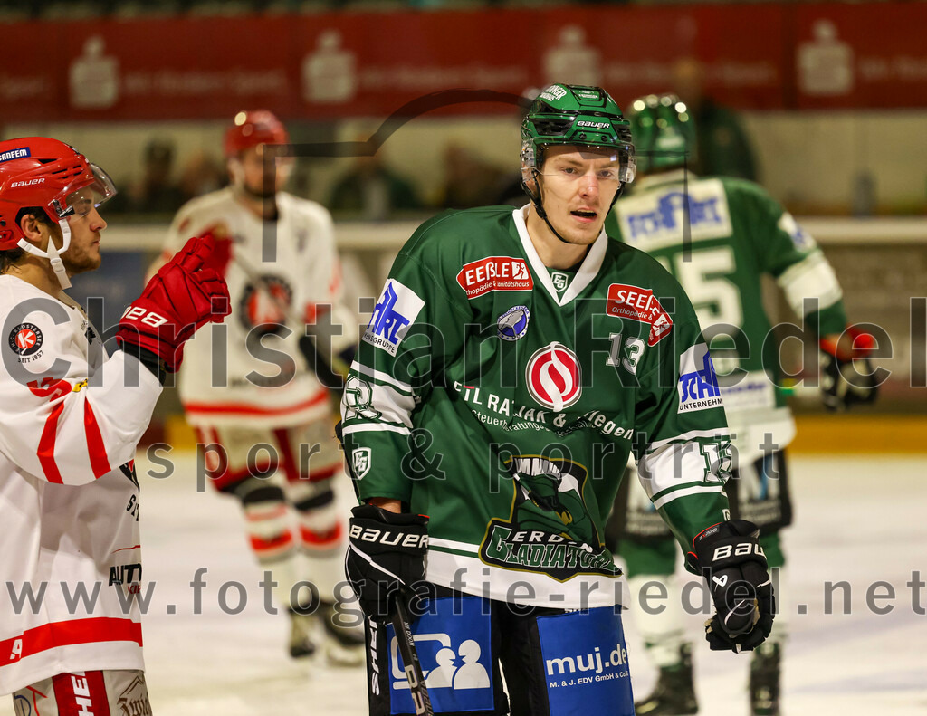 2023-10-20_078_TSV_Erding_gegen_EHC_Klostersee | Erding, Deutschland, 20.10.2023:.Eishockey, Bayernliga Vorrunde 2023 / 2024, 2. Spieltag, TSV Erding gegen EHC Klostersee, Endergebnis: 7:2..Michael Franz (Erding Gladiators, #13)..Foto: Christian Riedel / fotografie-riedel.net