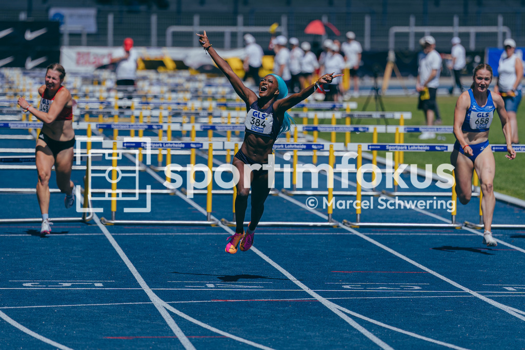 Deutsche Meisterschaften U20 / U16 2026 | Daryl Ndasi, Munich Athletics, 384, 110 Meter Hürden, Finale,Deutsche Meisterschaften der U20 &amp; U16 2026, Lohrheidestadion Bochum-Wattenscheid, 12.07.2026. Foto: Marcel Schwering / sportimfokus - Realisiert mit Pictrs.com