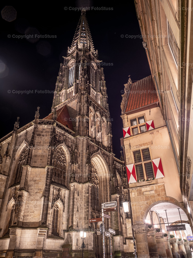 St. Lamberti Kirche in Münster bei Nacht | Blick auf die berühmte St. Lamberti Kirche in Münster bei Nacht. - Realisiert mit Pictrs.com