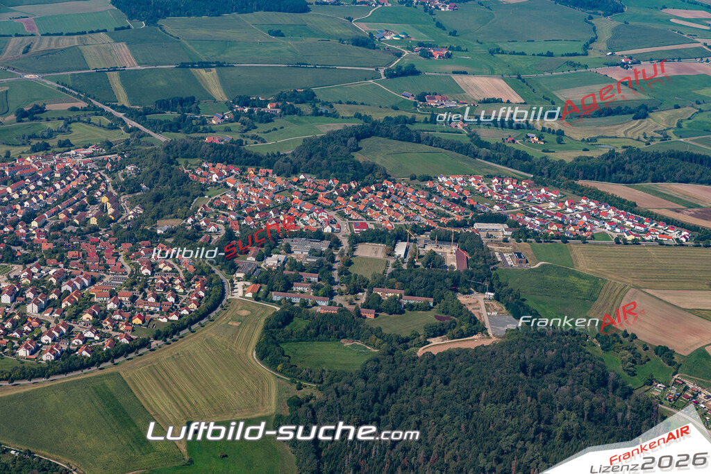 aktuelles Luftbild von  Feuchtwangen - Luftaufnahme wurde 2019 von https://frankenair.de mittels Flugzeug (keine Drohne) erstellt.