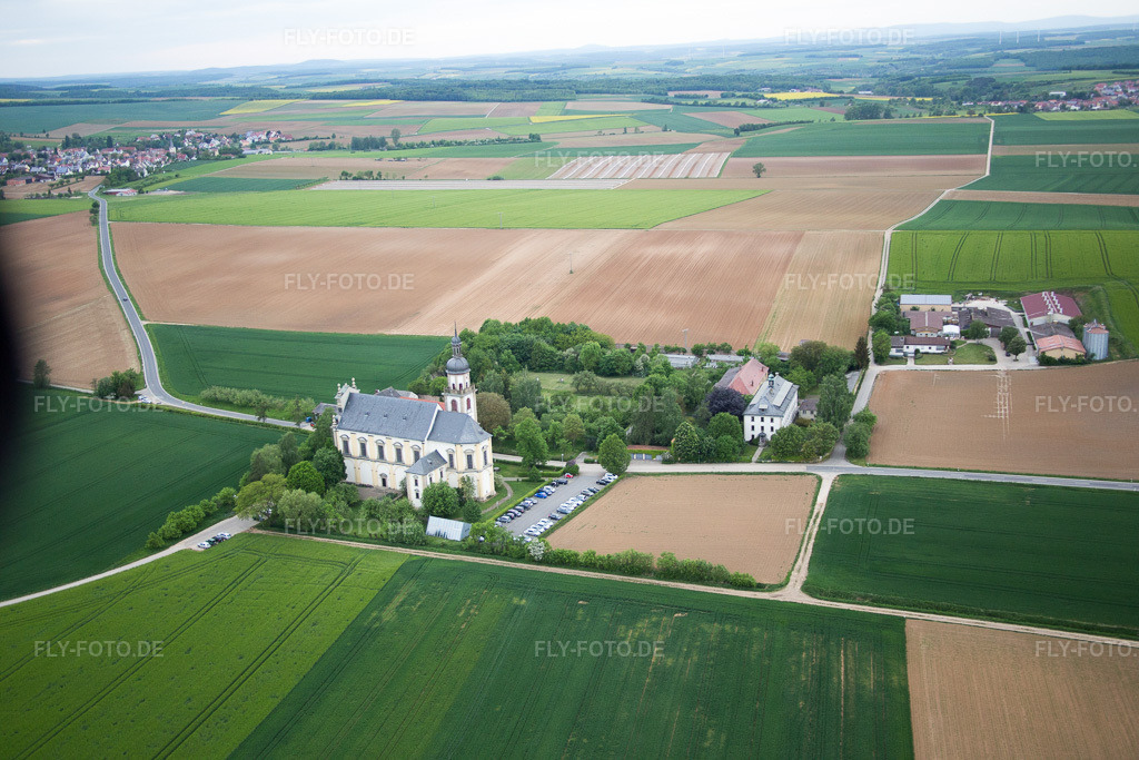 Luftbild: Fährbrück, Wallfahrtskirche in Hausen bei Würzburg im Bundesland Bayern in Deutschland. Foto: IMG_078836.jpg vom 14.05.2015 durch Werner Riehm/FLY-FOTO.de