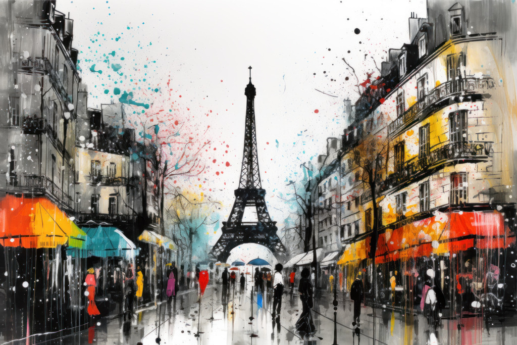 2307226 - Abstraktes Paris | Abstrakte digitale Paris Illustration. Bestellen Sie unsere digitalen Gemälde als hochwertige Kunstdrucke auf Leinwand, Acrylglas, Dibond oder als Poster.