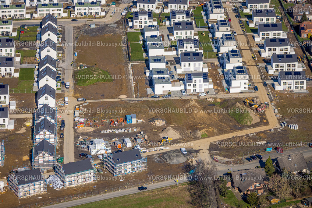 Holzwickede230213666 | Luftbild, Neubaugebiet und Baustelle, Wohnpark Emscherquelle in Hohenleuchte auf dem Areal der ehemaligen Emscherkaserne, Holzwickede, Ruhrgebiet, Nordrhein-Westfalen, Deutschland