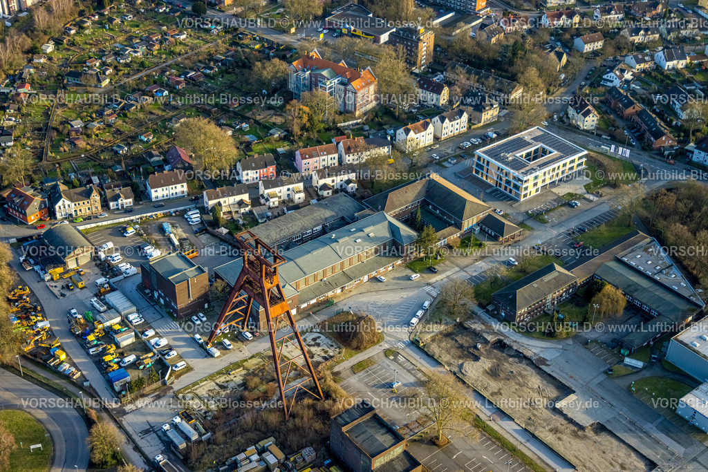 Herne240104189 | Luftbild, ehemalige Zeche Pluto 2/3/7 mit Förderturm, Wanne, Herne, Ruhrgebiet, Nordrhein-Westfalen, Deutschland