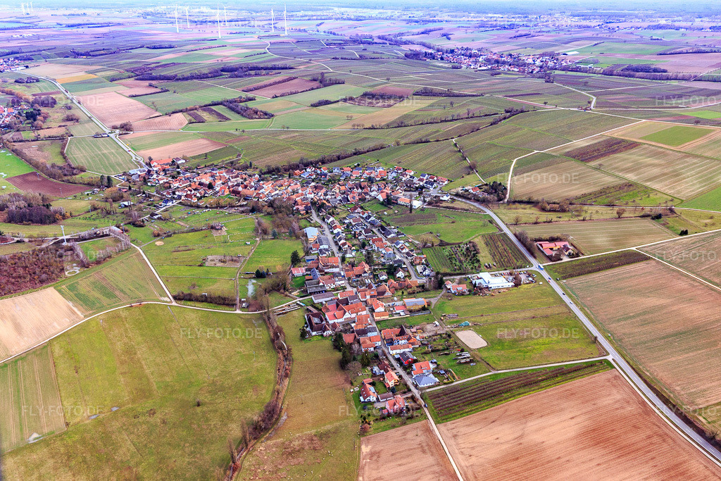 Luftbild: Ortsansicht von Westen in Oberhausen im Bundesland Rheinland-Pfalz in Deutschland. Foto: IMG_124164.jpg vom 04.02.2021 durch Werner Riehm/FLY-FOTO.de