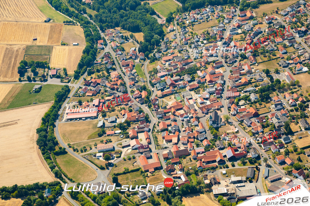 Die Luftaufnahme Steinbach - Burghaun wurde 2022 vom Flugzeug aus (keine Drohne) erstellt. Hohe Auflösung -für große Poster und Wandbilder geeignet - Garantiert!