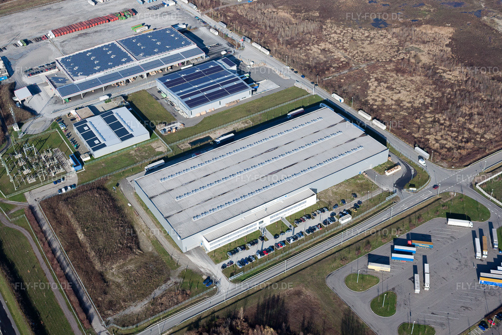 Luftbild: Werksgelände Europack GmbH im Ortsteil Industriegebiet Wörth-Oberwald in Wörth am Rhein im Bundesland Rheinland-Pfalz in Deutschland. Foto: IMG_23291.jpg vom 02.12.2009 durch Werner Riehm/FLY-FOTO.de