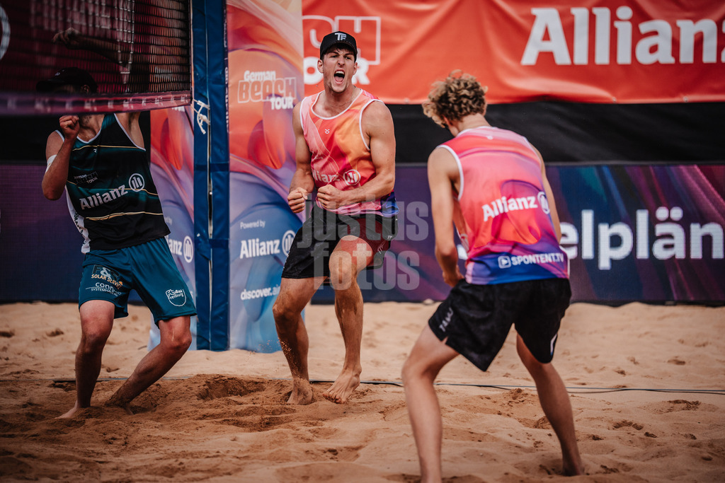 Beachvolleyball | Männer | Allianz German Beach Tour 2025 | Tourstop München | 10.07.2025 | Tristan Fröbel jubelt