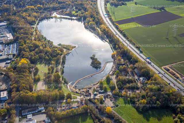 Bochum221100425 | Luftbild, Ümminger See, neuer Damm Bauarbeiten, Langendreer-Alter Bahnhof, Bochum, Ruhrgebiet, Nordrhein-Westfalen, Deutschland
