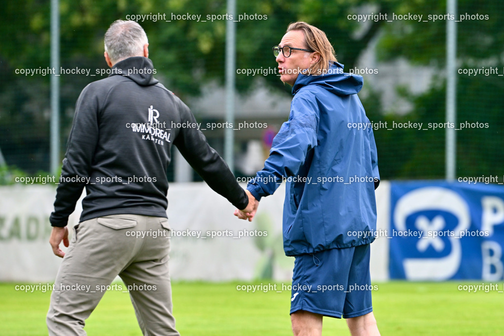 SAK vs. ATUS Ferlach | Headcoach ATUS Ferlach Darko Djukic, Headcoach SAK Richard Huber, SAK vs. ATUS Ferlach, SAK vs. ATUS Ferlach am 01.08.2025 in Klagenfurt (Sportpark Welzenegg), Austria, (Photo by Bernd Stefan)