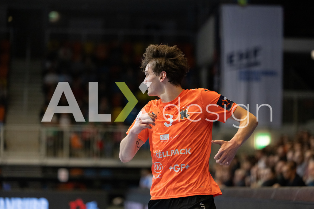 Handball I Herren I Saison 2025-2026 I EHF EUROPEAN LEAGUE 2025/26 | Men I Main Round I 2. Spieltag I Kadetten Schaffhausen - TSV Hannover-Burgdorf I 24.02.2026 | 3 Yari Prince (CH) (Kadetten Schaffhausen) – Flügel links - Realisiert mit Pictrs.com