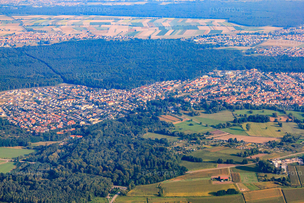 Luftbild: Stadtübersicht von Süden in Jockgrim im Bundesland Rheinland-Pfalz in Deutschland. Foto: IMG_52922.jpg vom 05.09.2012 durch Werner Riehm/FLY-FOTO.de